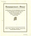 Newspapermen's Dinner: In Observance of the One Hundredth Anniversary of the Publication of the Initial Issue of Bangor's First Newspaper, The Bangor Weekly Register