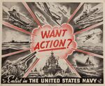 Want Action? Enlist In The United States Navy [Faintly stamped with: U.S. Navy, Bangor, Maine] by Frank Sanfilippo