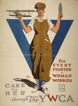 For Every Fighter A Woman Worker -- Care For Her Through The YWCA -- United War Work Campaign by Adolph Treidler